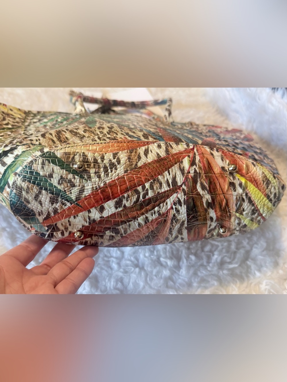 Brahmin Multicolor Palm Leaf & Leopard Print Tote - Picture 12 of 14